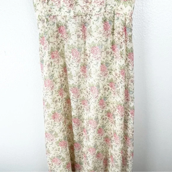 AMERICAN VINTAGE Floral Lace Trim Tie Should Straps Back Zipper Maxi Dress 7/8 - Picture 7 of 12